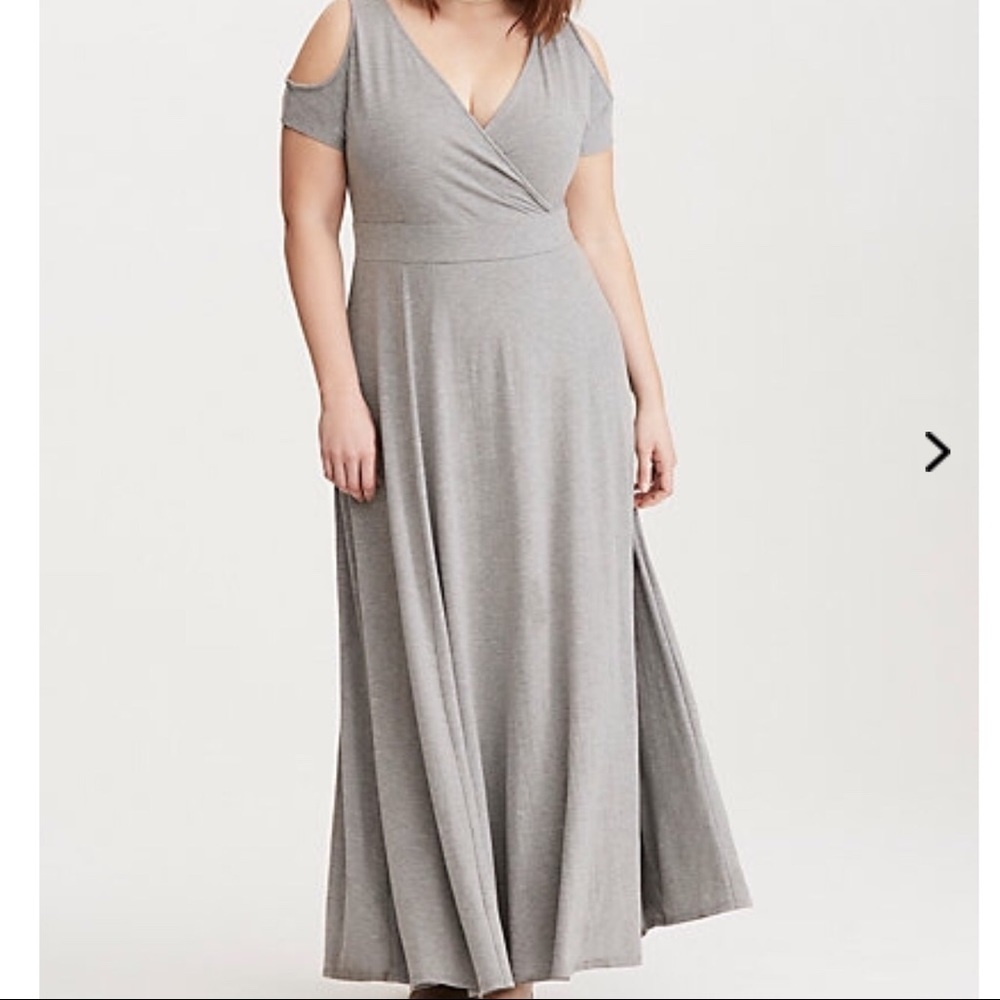 Jersey Cold Shoulder Surplice Maxi Dress